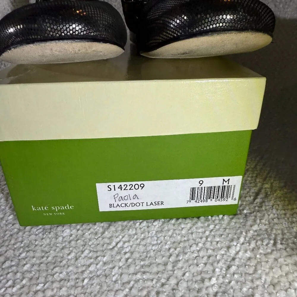 kate spade new‎ york Paola Mary Jane Shoes 9M Shiny Black Dot Metallic